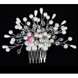 Accesoriu elegant pentru decor par AP015EE Argintiu cu cristale si perle - HandMade